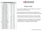 Extreme VR-1 Trackday - Sprint - Competition Tyre - recommended wheel widths